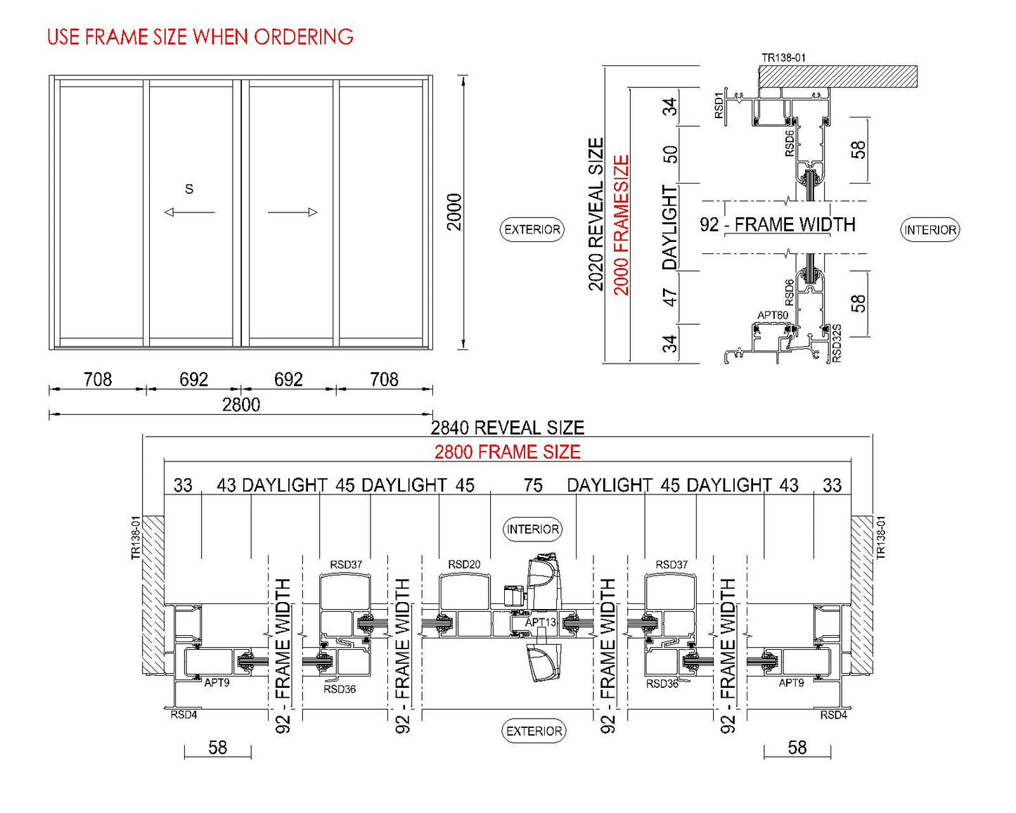 OXXO Bi-parting Glass Door H2000 x W2800