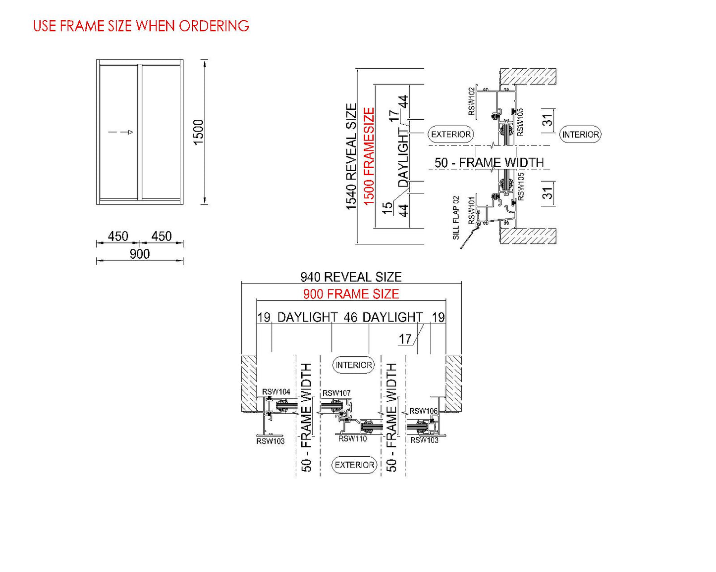 XO Sliding Glass Window H1500 x W900