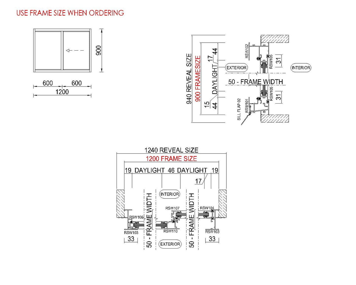 XO Sliding Glass Window H900 x W1200