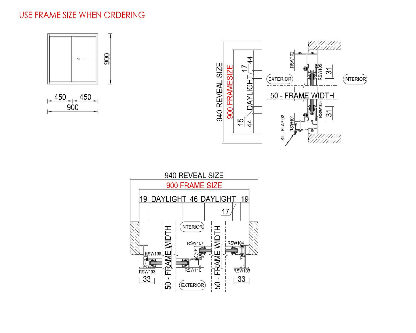 XO Sliding Glass Window H900 x W900
