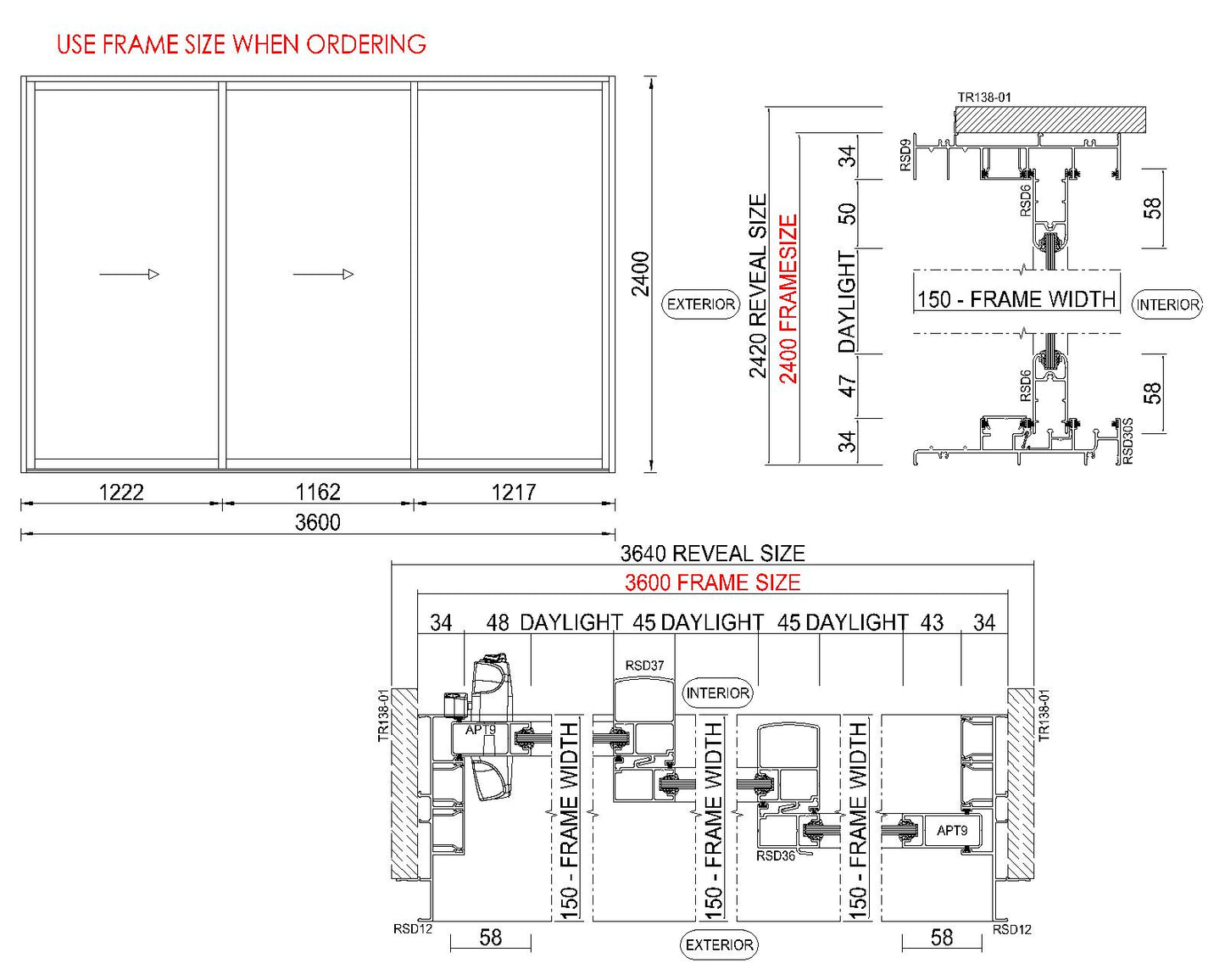 XXO Stacking Glass Door H2400 x W3600