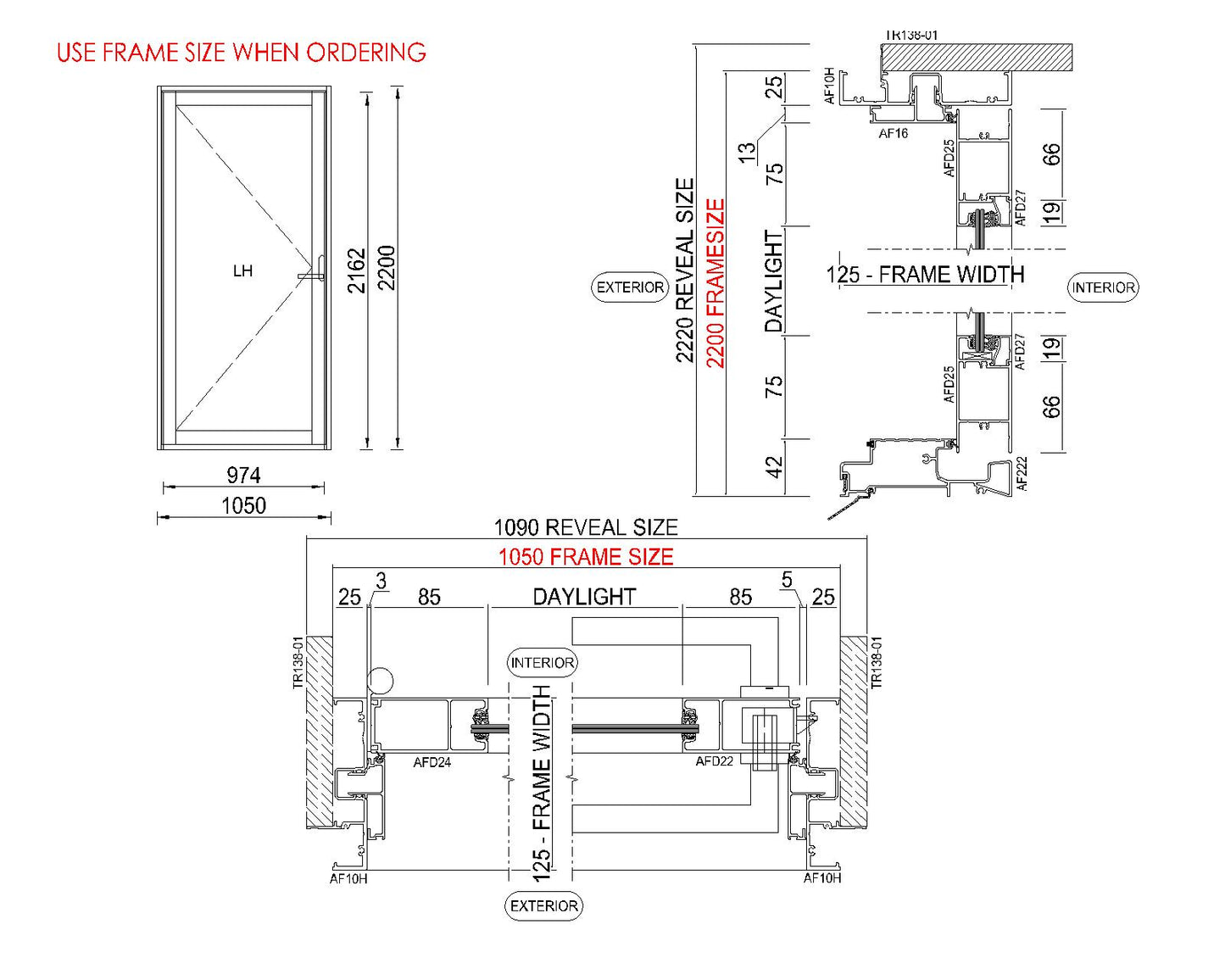 Hinged Glass Door H2200 x W1050