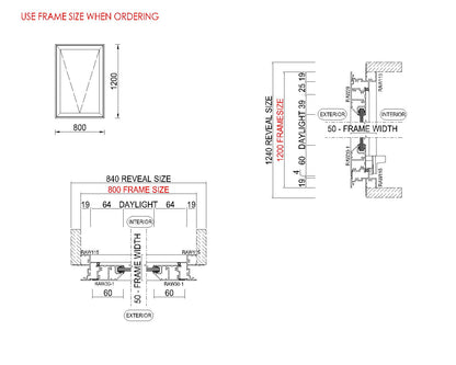 Awning Glass Window H1200 x W800