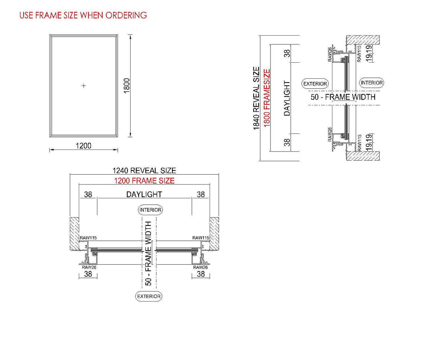 Fixed Glass Window H1800 x W1200