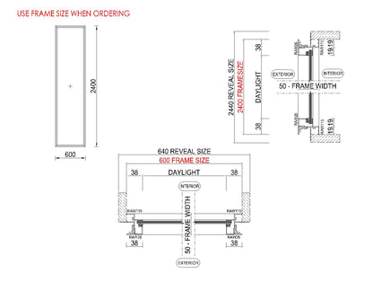 Fixed Glass Window H2400 x W600