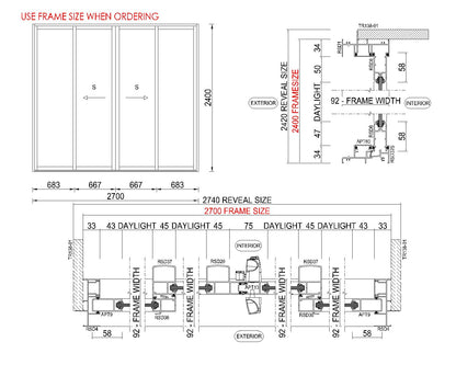 OXXO Bi-parting Glass Door H2400 x W2700