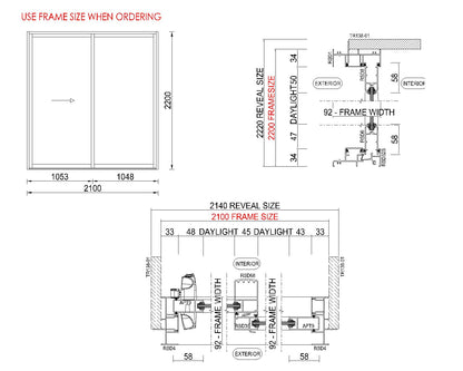 XO Sliding Glass Door H2200 x W2100