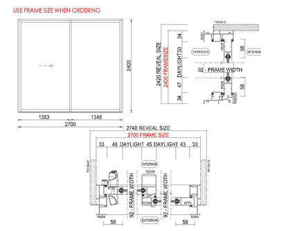 XO Sliding Glass Door H2400 x W2700