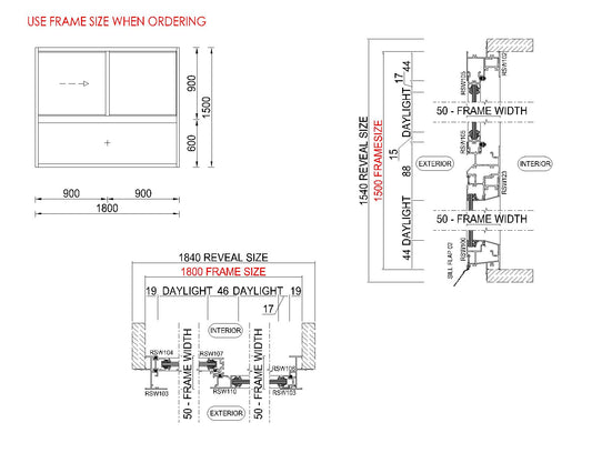 XO Sliding Glass Window with Lowlight H1500 x W1800