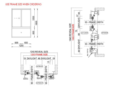 XO Sliding Glass Window with Lowlight H1800 x W1200
