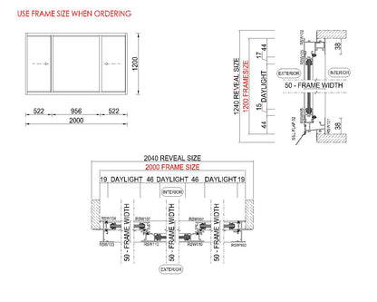 XOX Sliding Glass Window H1200 x W2000