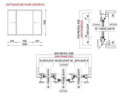 XOX Sliding Glass Window H1500 x W2000