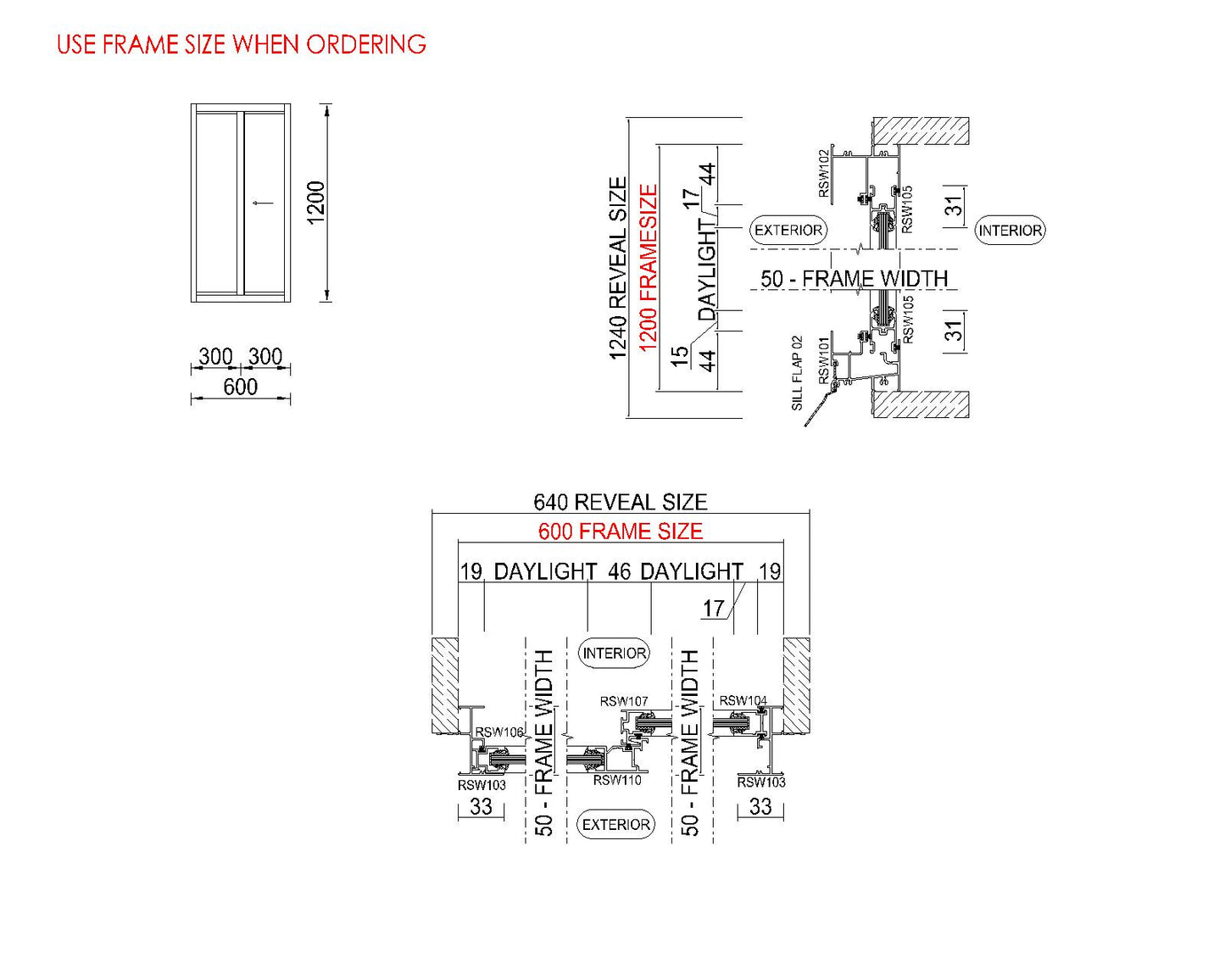 XO Sliding Glass Window H1200 x W600