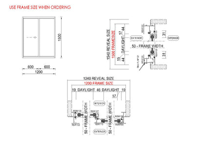 XO Sliding Glass Window H1500 x W1200