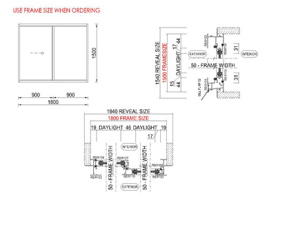 XO Sliding Glass Window H1500 x W1800