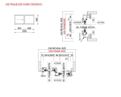 XO Sliding Glass Window H600 x W1200