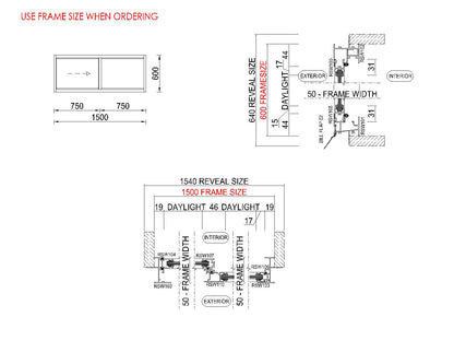 XO Sliding Glass Window H600 x W1500