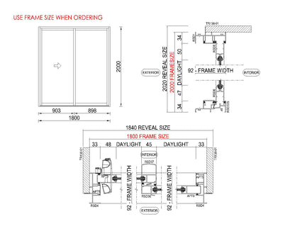 XO Sliding Glass Door H2000 x W1800