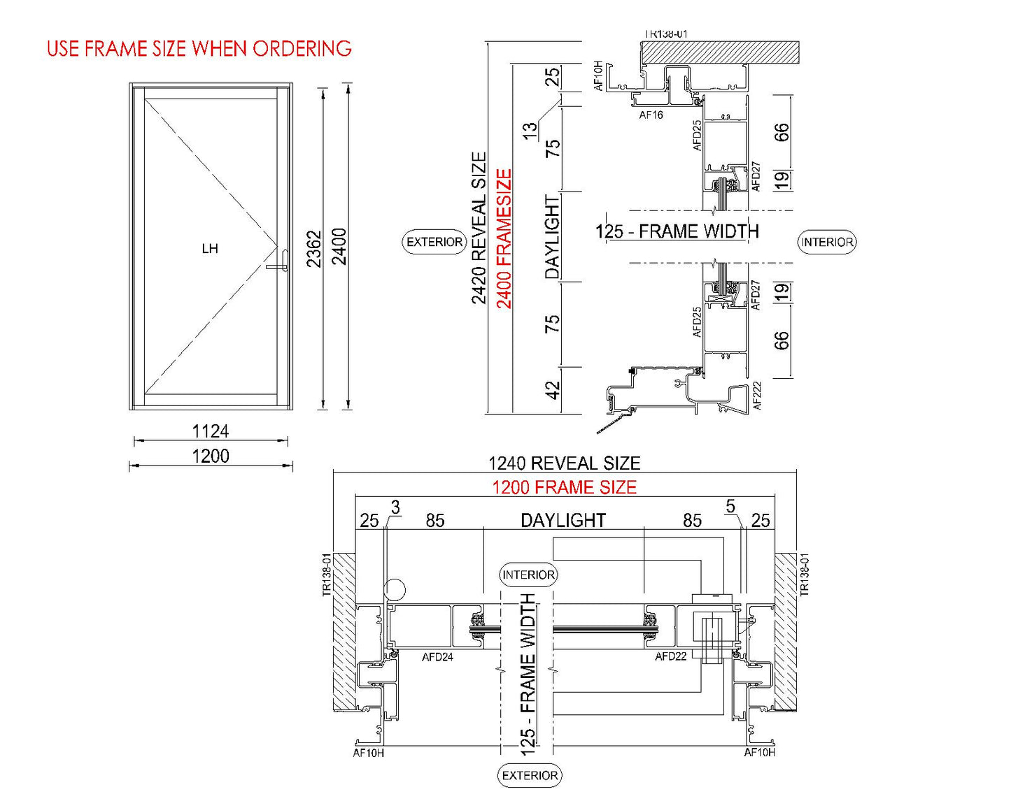 Hinged Glass Door H2400 x W1200