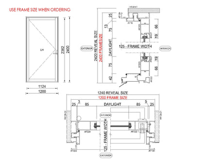 Hinged Glass Door H2400 x W1200